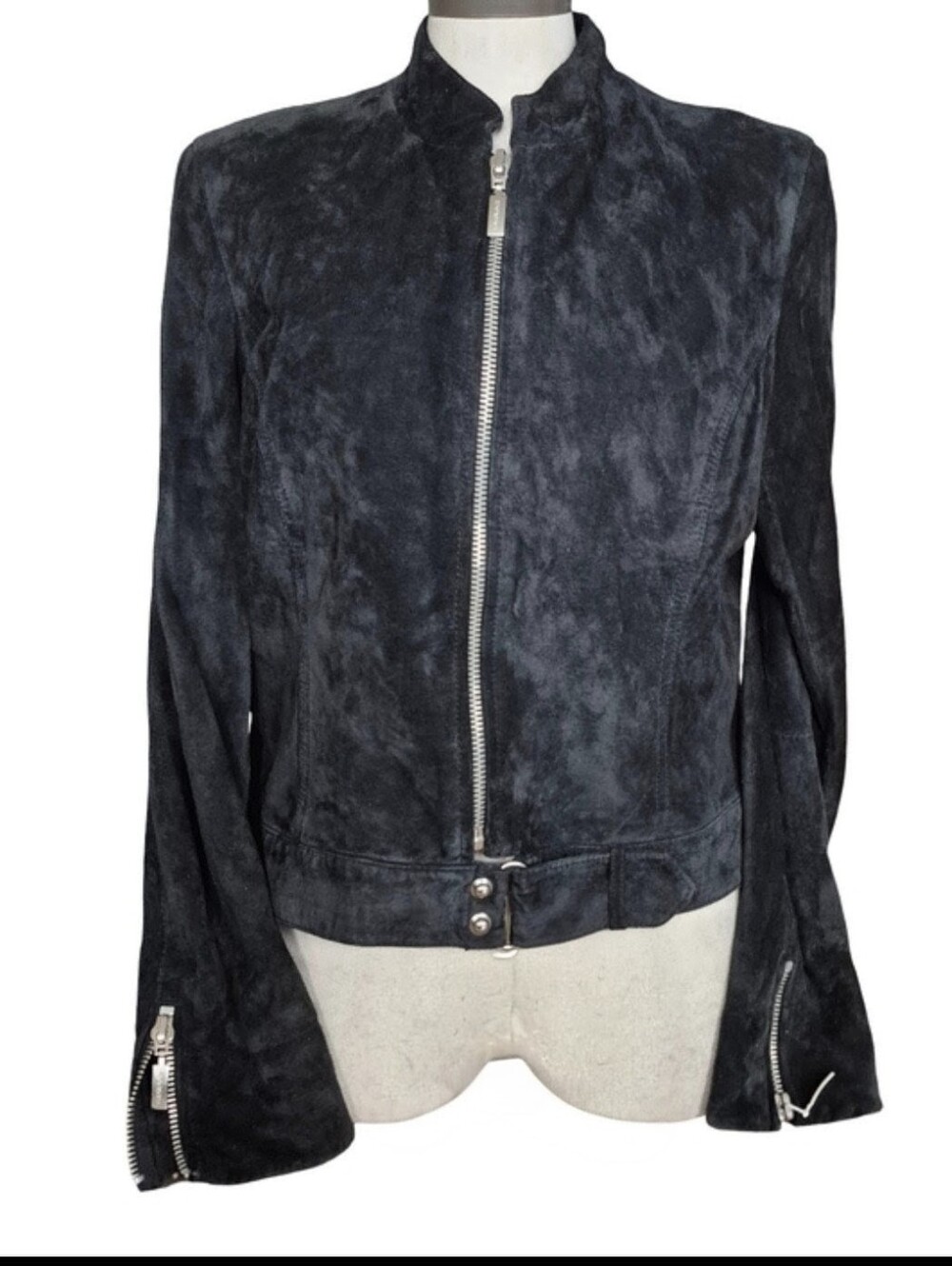 Ideology Womens Size L Zip Front Suede Leather Jacket Lined